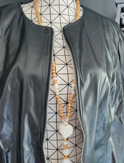 💖 veste noire effet cuir zippée grande taille 50 chic tendance mi-saison 💖