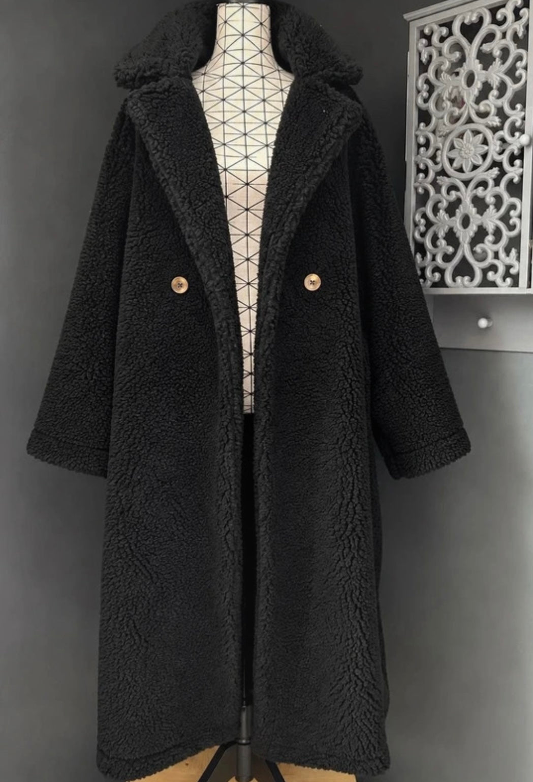 💖 manteau long noir très épais effet mouton pilou chaud grande taille 58 oversize tendance 💖
