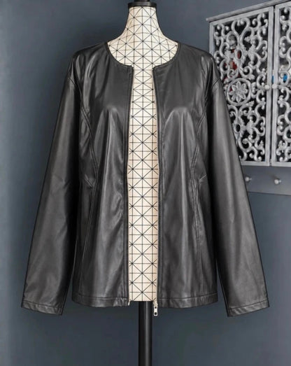 💖 veste noire effet cuir zippée grande taille 50 chic tendance mi-saison 💖