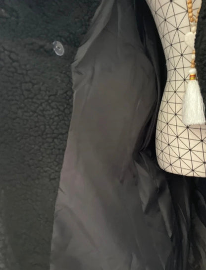 💖 manteau long noir très épais effet mouton pilou chaud grande taille 58 oversize tendance 💖