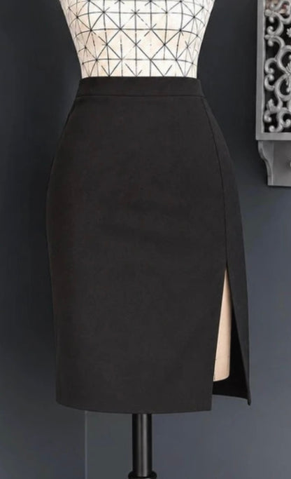 💖 jupe noire fendue grande taille 56 taille haute coupe droite chic élégante tendance 💖