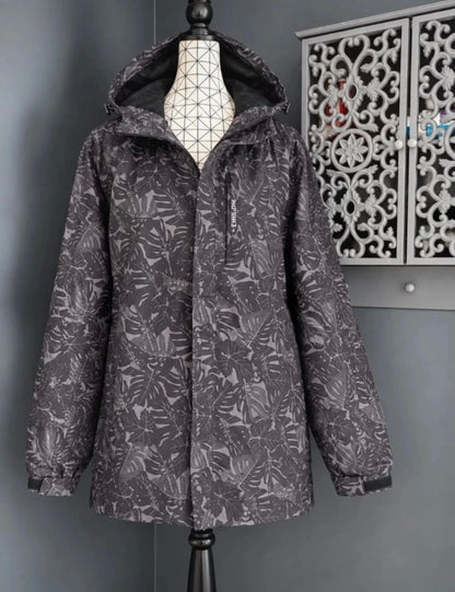 💖 manteau blouson noir gris imprimé capuche mi-saison tendance grande taille 58 💖