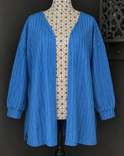 💖 gilet cardigan bleu électrique grande taille 56 long côtelé ample chic tendance 💖