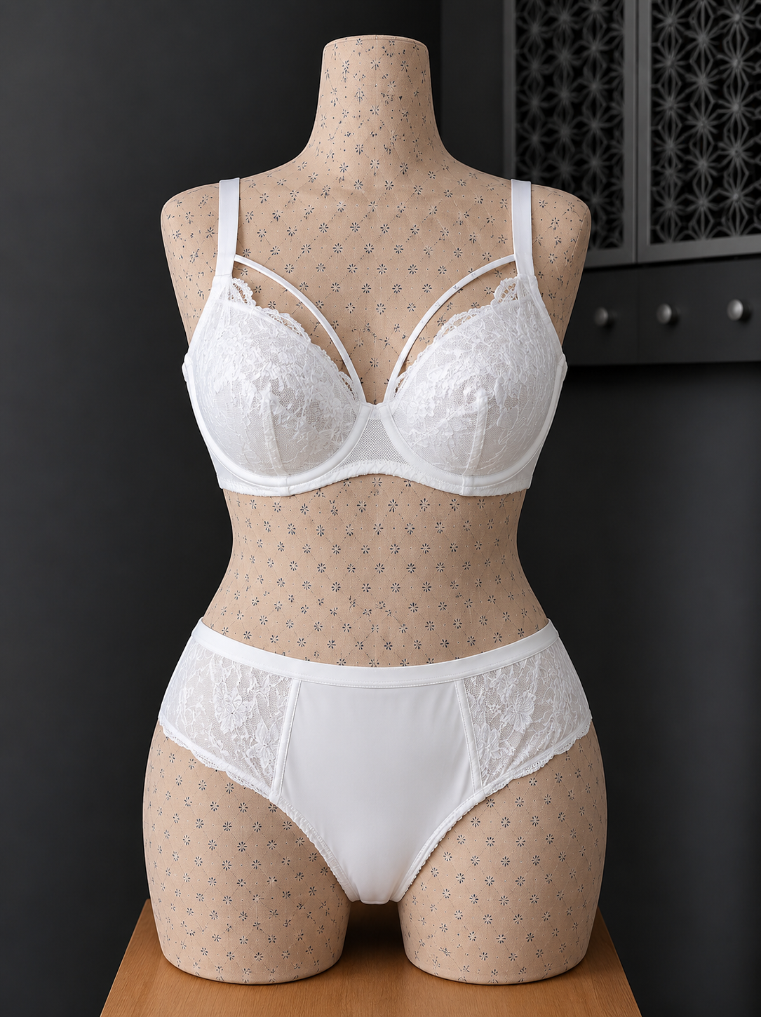 💜 Ensemble blanc dentelle avec armature – Taille 52 bonnet 120 E/F/G – 125 D 💜