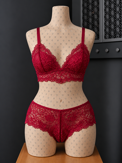 💜 ensemble rouge dentelle sans armature – Taille 56 bonnet 130 E/F/G/H 💜