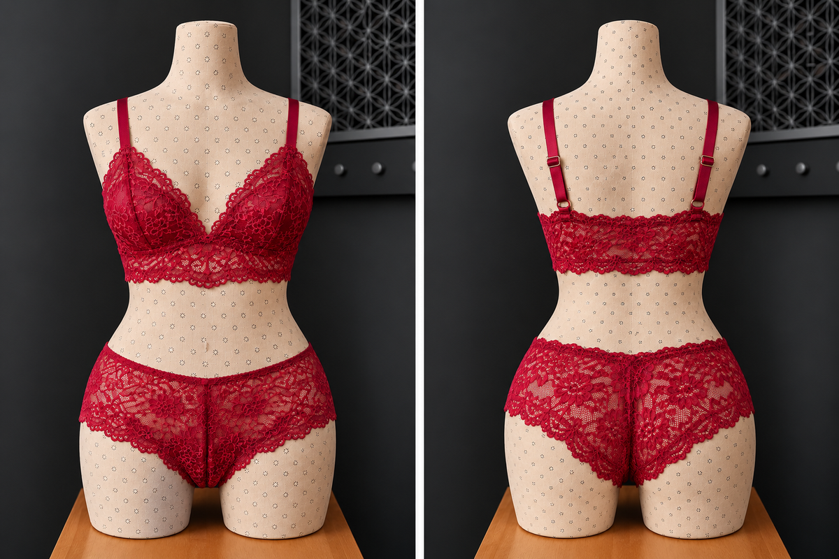 💜 ensemble rouge dentelle sans armature – Taille 56 bonnet 130 E/F/G/H 💜