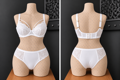 💜 Ensemble blanc dentelle avec armature – Taille 52 bonnet 120 E/F/G – 125 D 💜